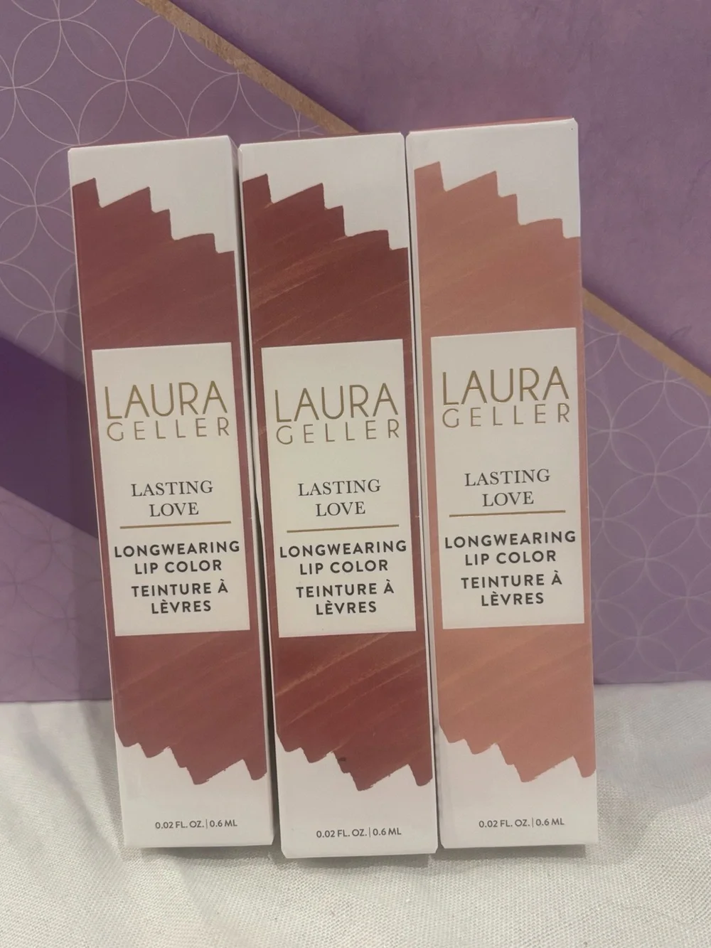 Laura Geller Lasting Love Longwear Lip Color Set NIB Mauve Buff Ginger